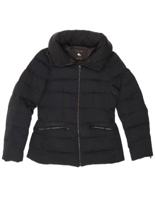 ZARA wattierte Damenjacke mit Kapuze UK 12 Medium schwarz AZ11