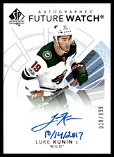 2018-19 SP Authentic Future Watch Autograph Rookie Inscribed Luke Kunin Rookie