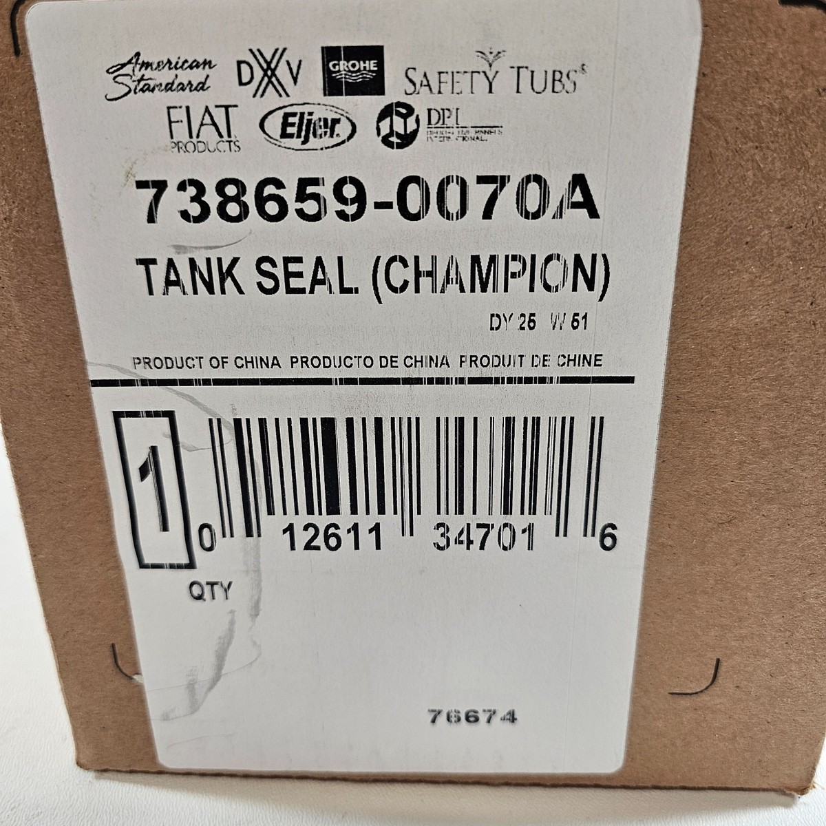 American Standard Champion Tank Seal 738659-0070A Genuine OEM