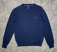 GANT Men  s Sweater LIGHTWEIGHT COTTON CREW NECK Solid Blue L/S Reg Fit Size S