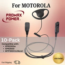 10x D-Shape Earpiece w/ PTT Mic for Motorola Radios XPR3300e, XPR3500, MTP3500