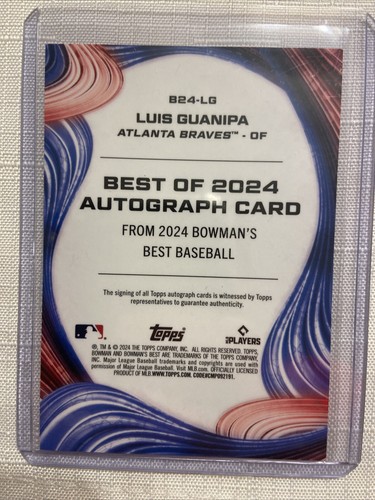 2024 BOWMANS BEST LUIS GUANIPA AUTO BEST OF 2024 AUTOGRAPH BRAVES - 第 3/3 張圖片
