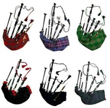 Highland Black Rosewood Bagpipes Scottish Silver Mounts Bagpipe In 50 Tartans