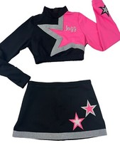 Girls REAL Cheerleader Uniform Outfit Costume Skirt HOT Pink 30" Top Child Star