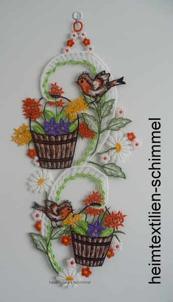 Plauener Spitze ® Fensterbild FrÜHling Fensterdeko VÖGel Sommer Blumen-image