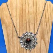 Vintage MARK HEISTER Zodiac Calendar Necklace Astrology Red Cabochon 1975 RARE