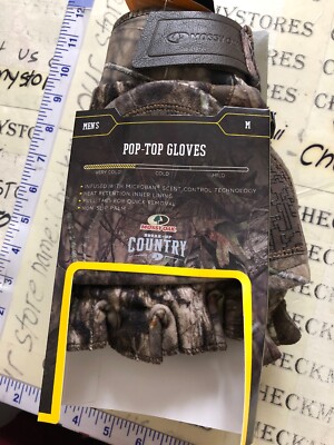 MOSSY OAK BREAK-UP COUNTRY POP-TOP  Gloves M MICROBAN PULL TOPS HEAT RETENTIO