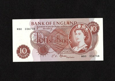 Bank of England Ten Shillings note, J.S. Fforde, B311, REPLACEMENT M80 prefix