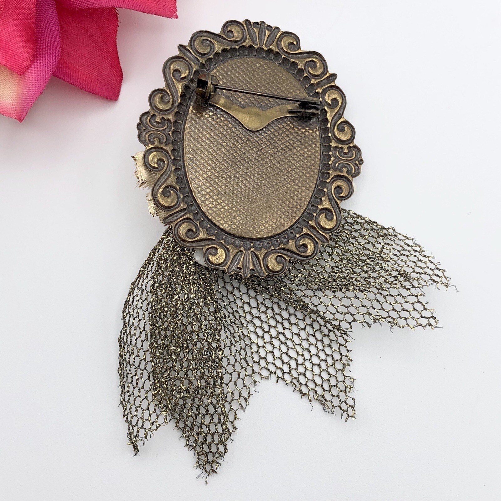 Vintage Porcelain Lady Face Profile Brooch Hand Paint… Gem