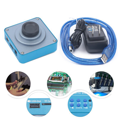New HD 1080p HDMI Industrial Digital Video Microscope Camera C Mount USB Blue