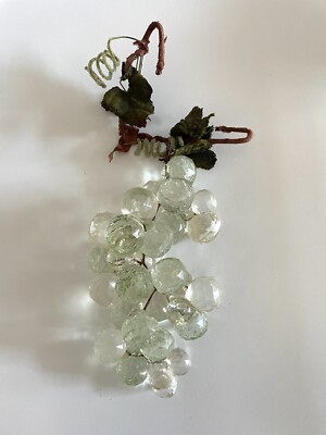 Vintage Pale Green Multi-Faceted Lucite Acrylic Grape Clusters Appx 8 In