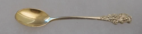 Rare, Vintage Gorham 1895 Sterling Salt Spoon Pattern #9--w/Gold Washbowl-3 1/8"