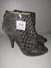 Christian Siriano For Payless  Peep Toe Metallic Lattice Cutout Heels 8.5 NEW