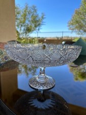 Bohemia Crystal Round Footed Bowl Very Detail Hand Cut "Queen Lace" Gorgeous 