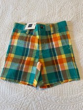 NWT Janie and Jack Boy's Plaid Linen Shorts Size 3