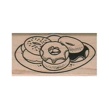 Mounted Rubber Stamp, Plate of Doughnuts, Doughnut Lover, Food, Breakfast
