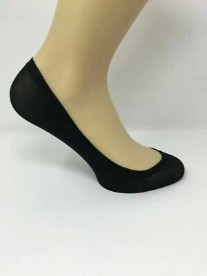 4 Pairs of Ladies Footsies Black and Nude One Size Shoe Liners Invisible Socks