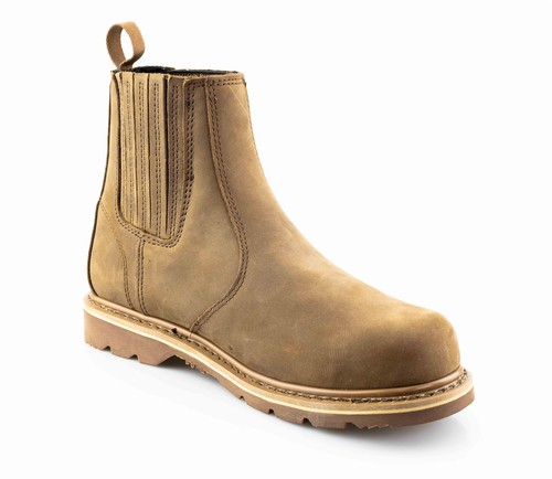 Mens Leather Goodyear Welted Slip On Chelsea Dealer Safety Ankle Boots Shoes - Picture 8 of 13