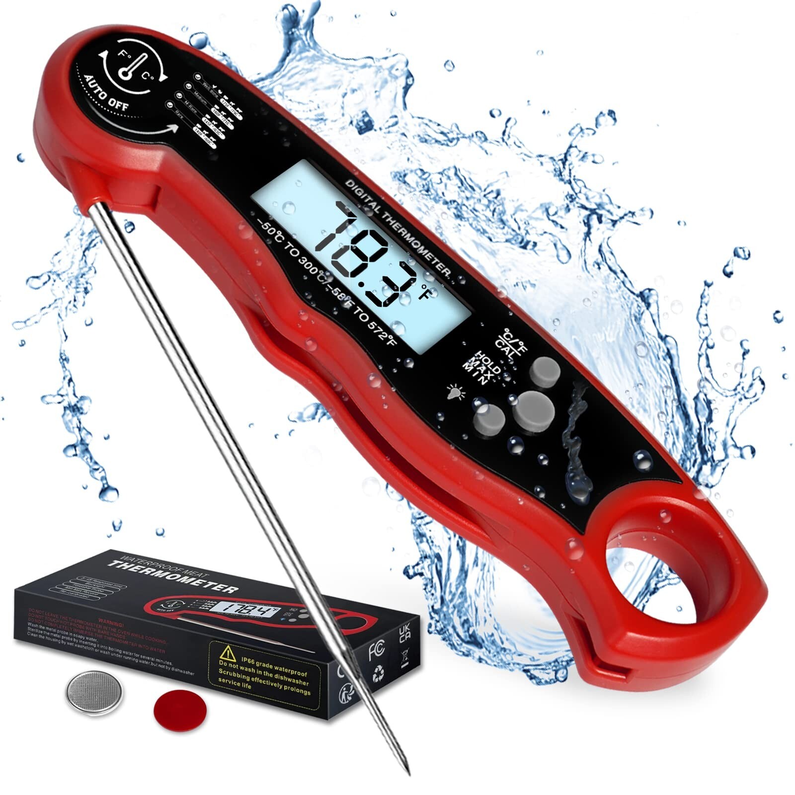 Meat Thermometer Digital for Cooking and Grilling, Collapsible Probe, with Ma...-image