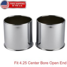 2x 4.25 Push Through Center Caps Open End Chrome Steel For 6 Lug Trailer Rims