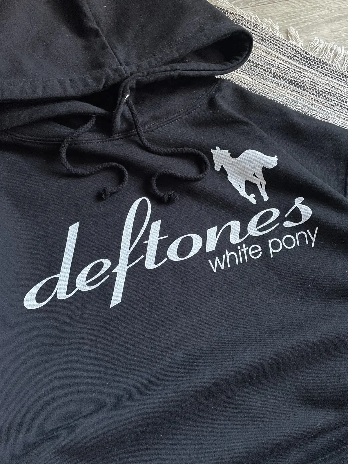 DEFTONES WHITE PONY 00s VINTAGE Pullover Felpa con Cappuccio L Nero RARO