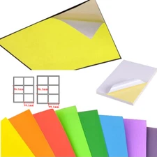 A4 Colour Paper Self Adhesive Labels Glossy Cut 2-84 Sheets in 1 Tags Paper Lot