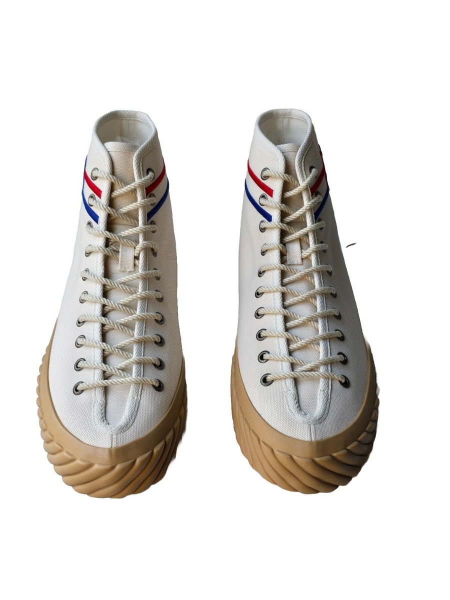 Gucci Men's Off-White High-Top Sneakers Red Blue GG Logo US 9.5