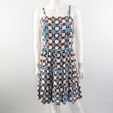 Loft Blue Batik Square Neck Mini Dress Summer Vacationcore Womens 2 NEW