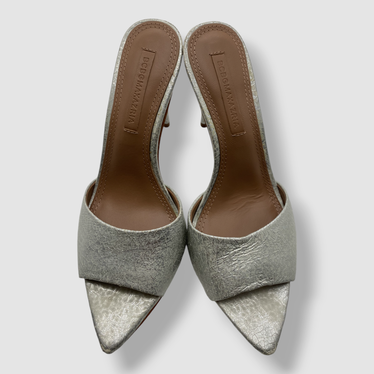 BCBGMAXAZRIA Women's Silver Dana Mule Slide Sandal Shoes Size