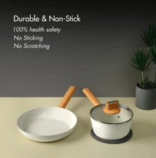 Fukuro Shiro 2pc Ceramic Cookware Set | Non-Stick Frying Pan + Saucepan