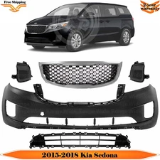 Front Bumper Cover Fascia & Grille Assembly Kit For 2015-2018 Kia Sedona