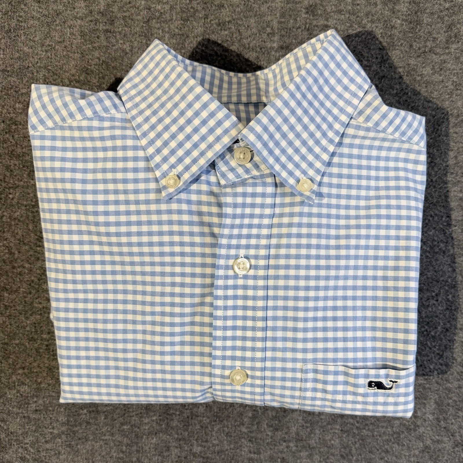 Vineyard Vines Shirt Mens Small Blue Gingham Button Down Classic Fit Tucker