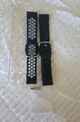 SKYELT Silicone Strap for Galaxy Watch Sport Bands 20mm Black/White Large