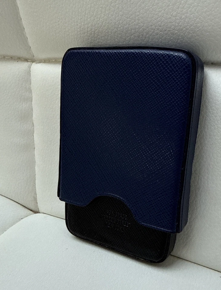 Jack Spade Slide Case Wallet Two Piece Card Holder Crossgrain Black Blue Leather - Image 4 of 4