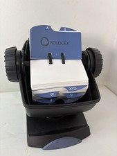 ROLODEX R-48 Swivel Base Covered Rotary Card File Black w/ Blank Cards