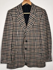 DAKS X Simpson Piccadilly Pure Cashmere Blazer Mens 42R Glen Check 1970s Vintage