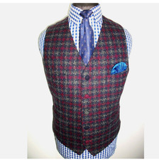 Holland Esquire Men's British Tweed Wool Check Waistcoat Hunting Suit Coat Sz 44