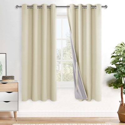 100% Blackout Curtains 63 Inches Long with Tiebacks- Privacy Protection & Noi...