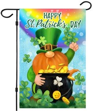 St Patricks Day Garden Flag,Shamrock St Patricks Flag 12.5 x 18 Inch Clover f...