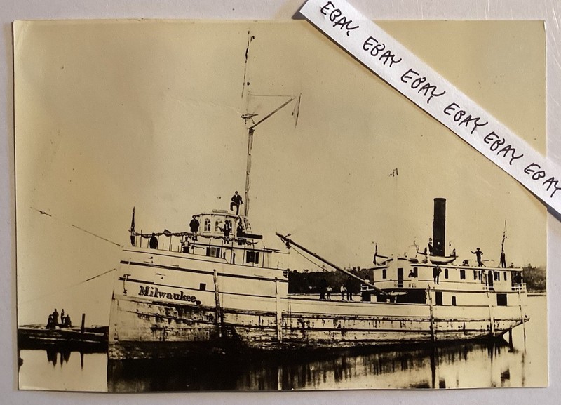 1868 MILWAUKEE GREAT LAKES LUMBER STEAM SHIP BARGE SUNK 1886, FOUND INTACT PHOTO