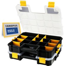 Craft Organizer, Set of 2 Interlocking Cases with Adjustable Compartments, Br...