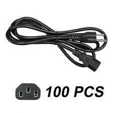 Lot of 100 6ft Standard AC Male Power Cord Cable Monitor Computer PC 3-Prong