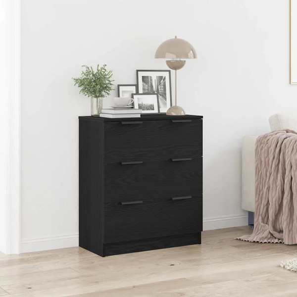 Sideboard Schwarz Eichen-Optik 60 X 30 X 70 Cm Holzwerkstoff-image