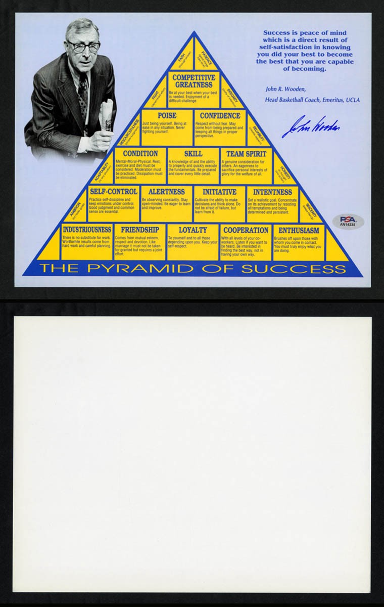 John Wooden Autographed Signed UCLA Bruins 8x10 Photo Pyramid of Success UCLA PSA Ted Coach 