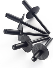 100Pcs ALL Black Large Flange Blind Rivets, Aluminum, Flange Diameter 3/8" 10Mm