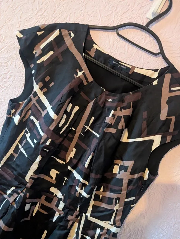Banana Republic Abstract Geometric Silk Blend Sheath Dress UK 8 US 4 Workwear image 2