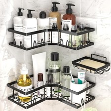 Shower Shelf Corner, Adhesive Shower Caddy Rustproof, Shower Shelves Corner with