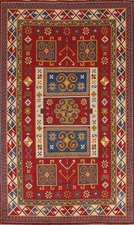 Tribal Room Size Area Rug 7x10 Geometric Super Kazak Oriental Vegetable Dye Rug