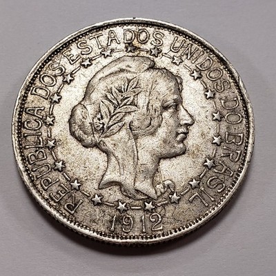 1912 Brazil 2000 Reis Silver .5787 ASW - KM511 - SKU-Q1634