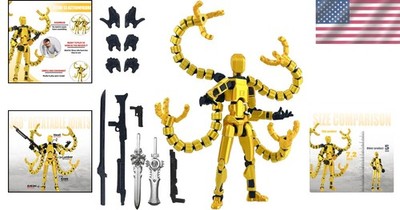 Articulated Gold T-13 Action Figure, 7.2 Inch, 3D Printed